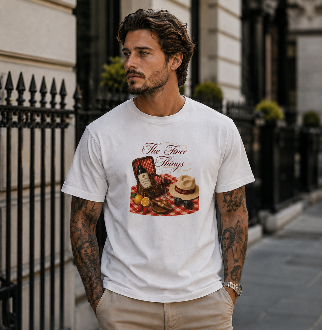 valanor arden Vintage Picnic Tee — "The Finer Things" Graphic T-Shirt