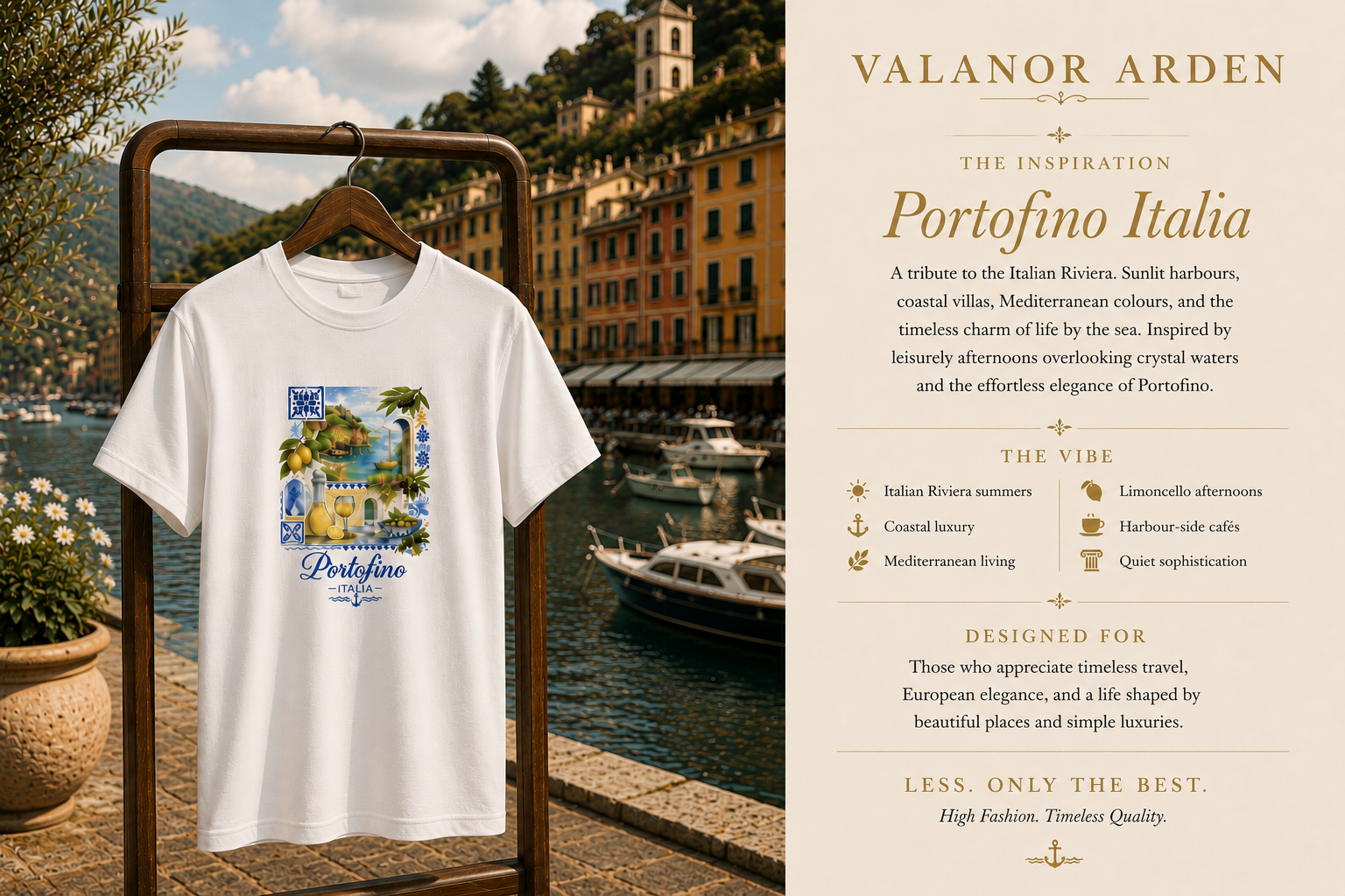 valanor arden Portofino Italy Vintage Travel Tee — Lemon Coast Graphic T-Shirt