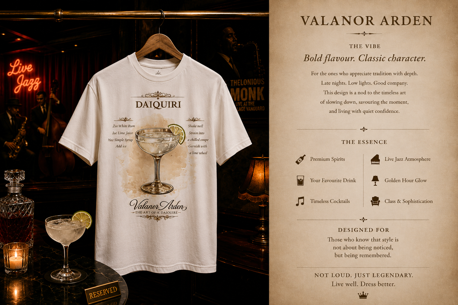 Valanor Arden – The Art of a Daiquiri | Luxury Cocktail Graphic T-Shirt