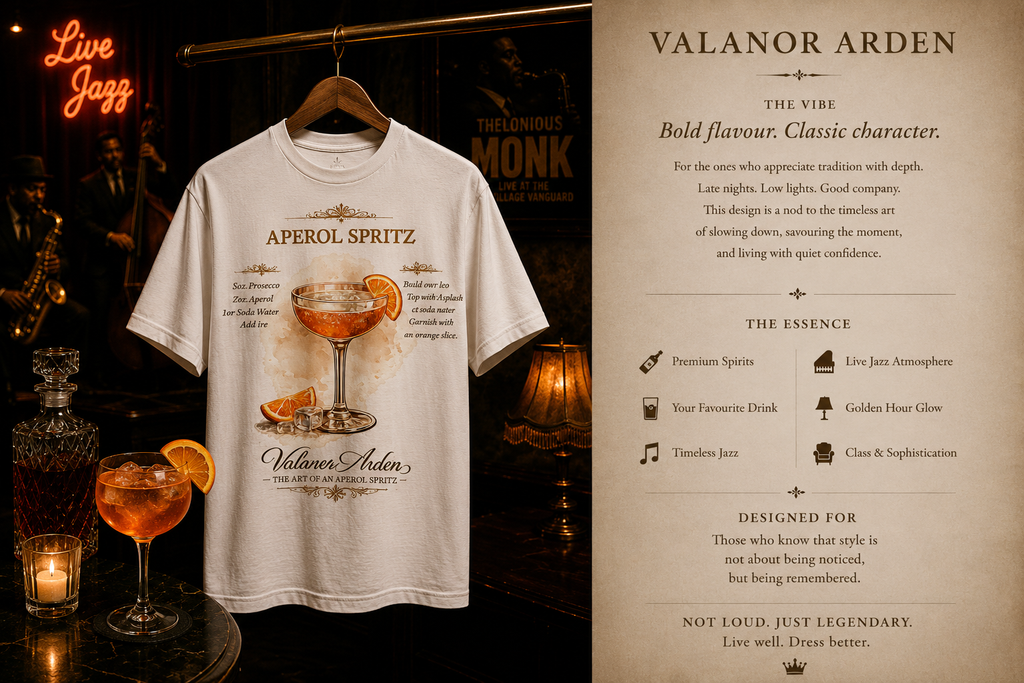 Valanor Arden – The Art of an Aperol Spritz  | Luxury Cocktail Graphic T-Shirt