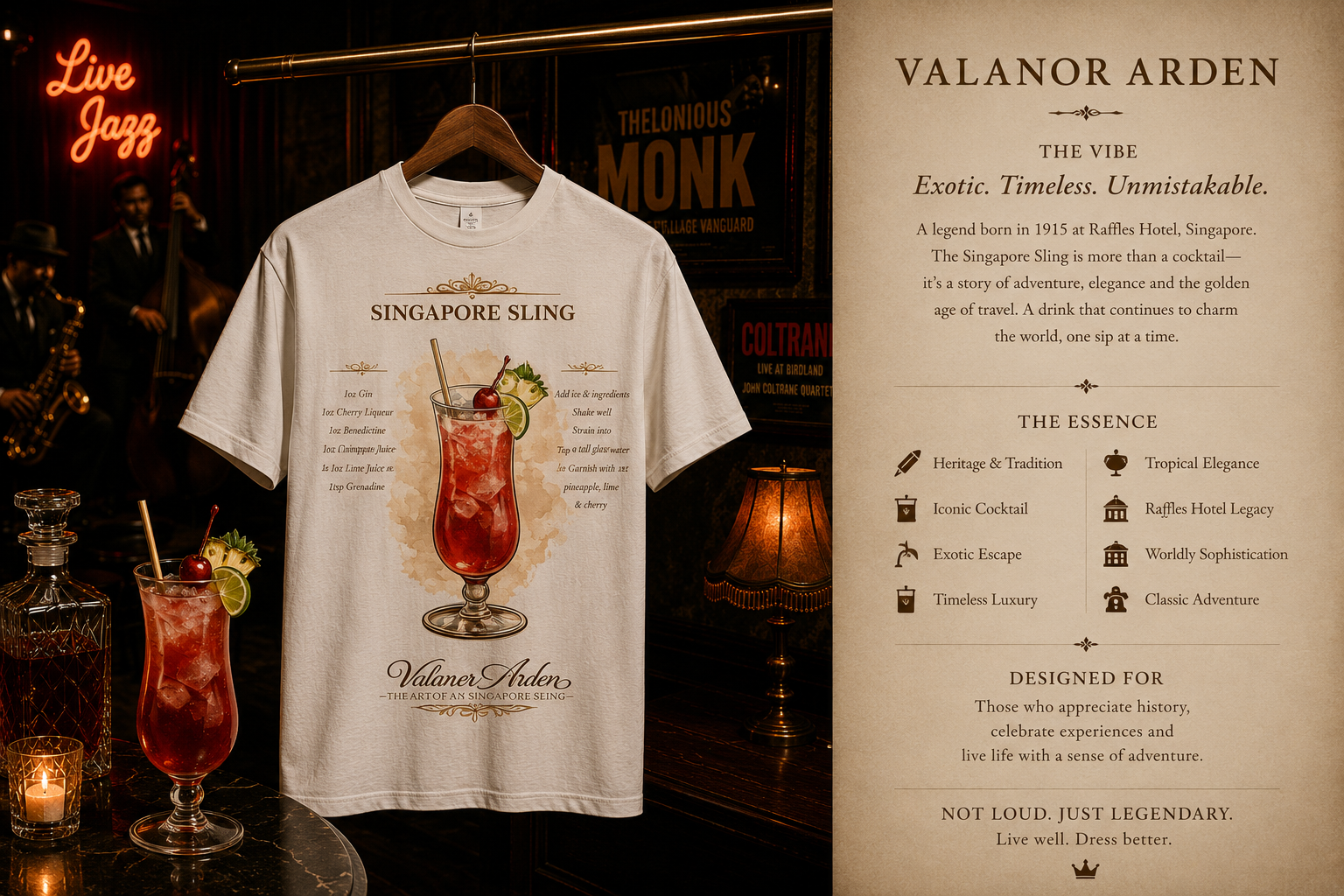 Valanor Arden – The Art of a Singapore Sling | Luxury Cocktail Graphic T-Shirt
