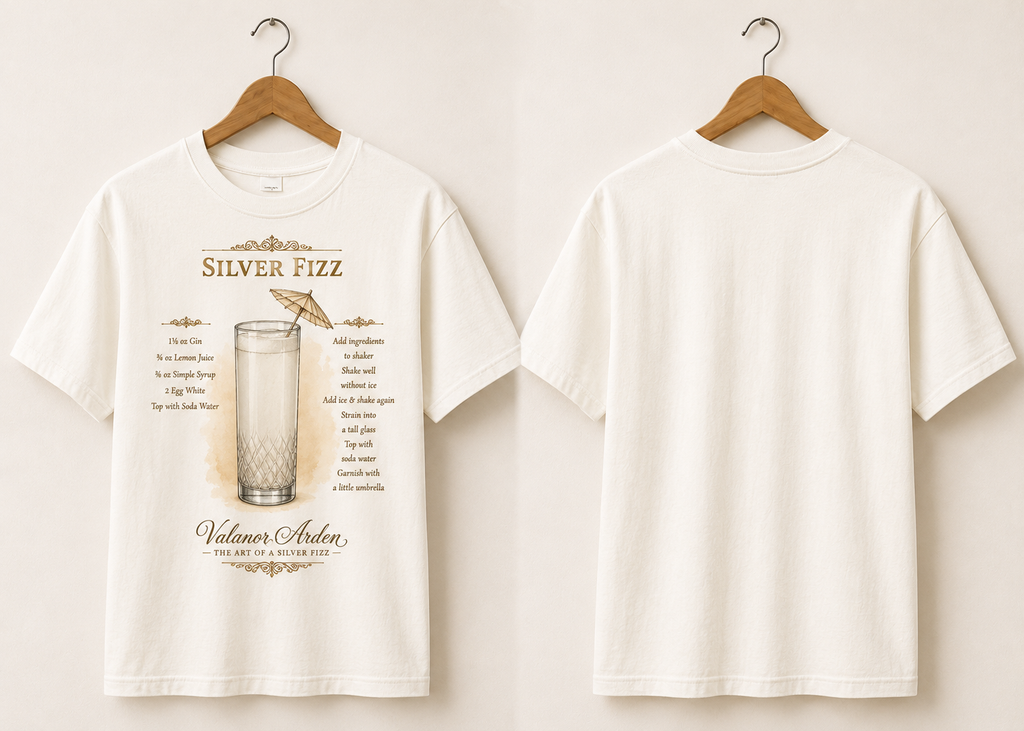 Valanor Arden – The Art of a Silver Fizz | Luxury Cocktail Graphic T-Shirt