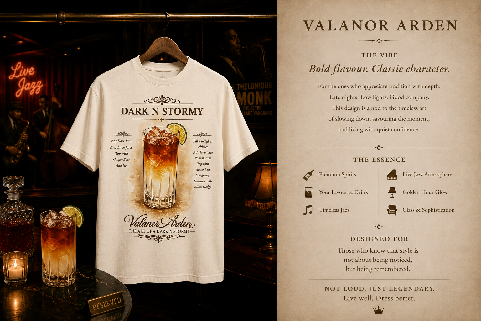 Valanor Arden – The Art of a Dark 'n' Stormy | Luxury Cocktail Graphic T-Shirt