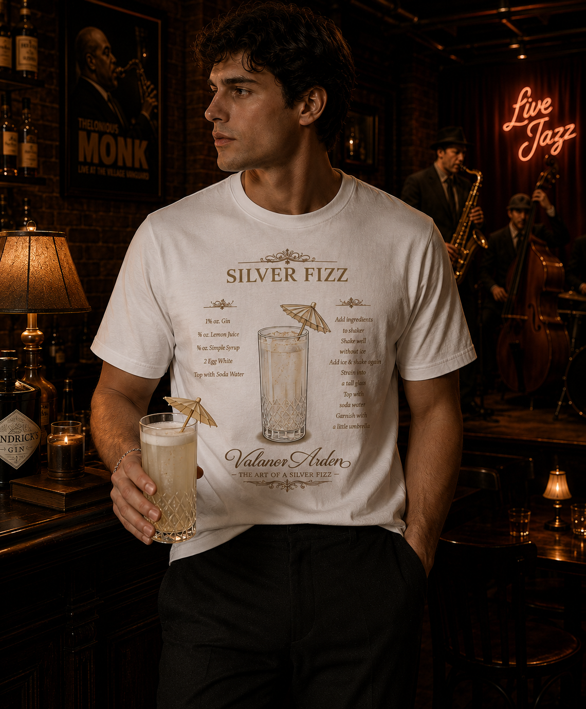 Valanor Arden – The Art of a Silver Fizz | Luxury Cocktail Graphic T-Shirt