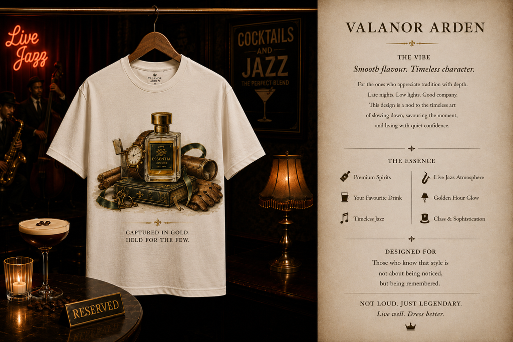 Valanor Arden – The Art of a Bottled Sunset™ | Luxury Lifestyle Graphic T-Shirt