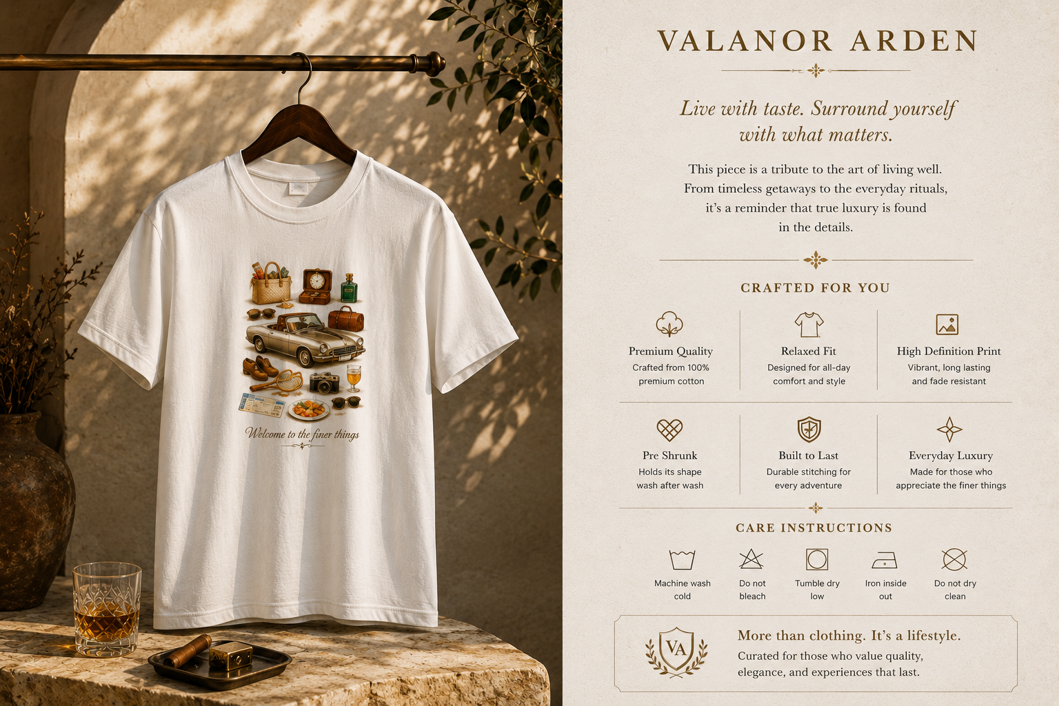 valanor arden - luxury lifestyle vintage luxury t shirt