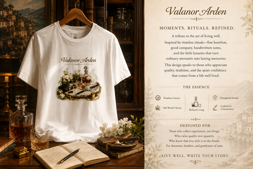 Valanor Arden – The Gentleman's Table | Luxury Lifestyle Graphic T-Shirt