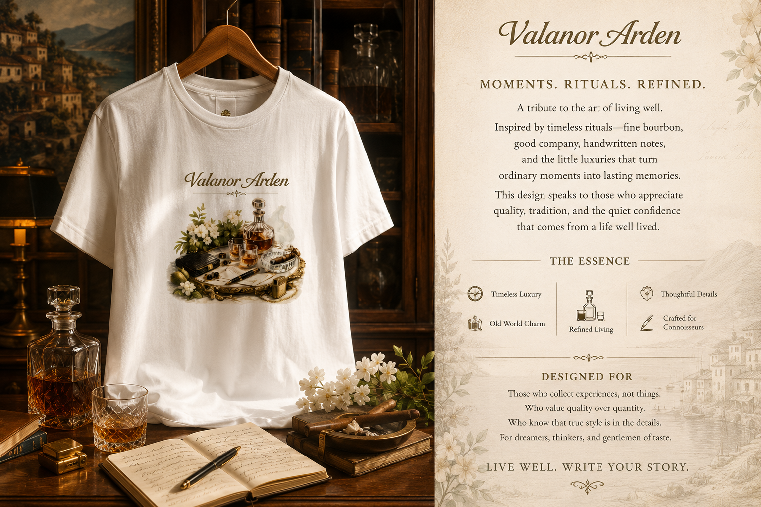 Valanor Arden – The Gentleman's Table | Luxury Lifestyle Graphic T-Shirt