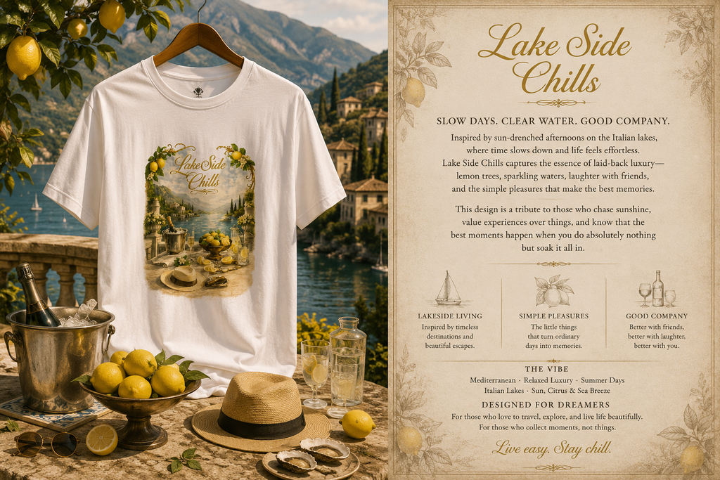 Valanor Arden – LakeSide Chills | Mediterranean Luxury Graphic T-Shirt