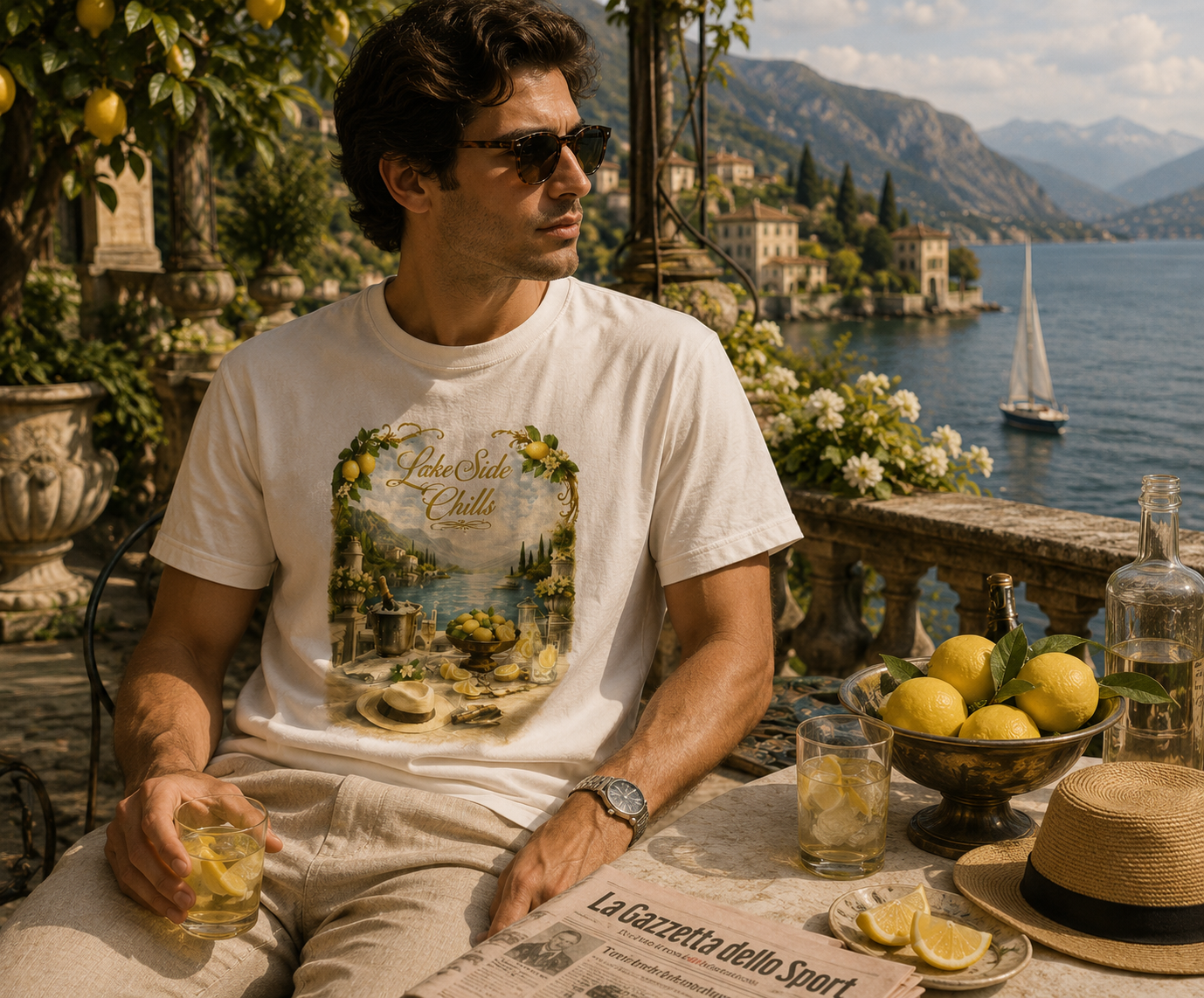 Valanor Arden – LakeSide Chills | Mediterranean Luxury Graphic T-Shirt