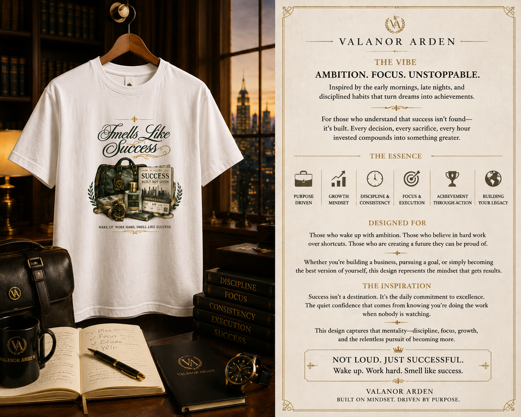 Valanor Arden – Smells Like Success | Luxury Success Mindset Graphic T-Shirt