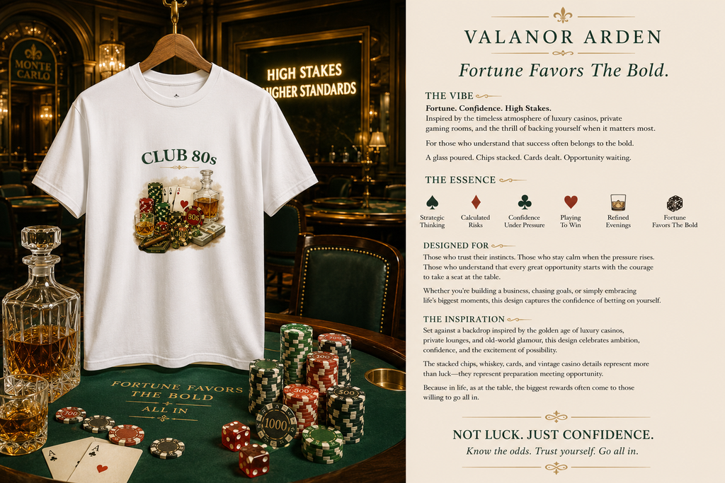 Valanor Arden – CLUB 80s | Vintage Casino Lifestyle Graphic T-Shirt