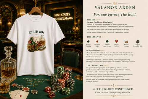Valanor Arden – CLUB 80s | Vintage Casino Lifestyle Graphic T-Shirt