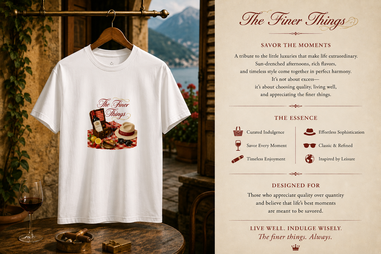 alanor Arden – The Finer Things | Old Money Picnic Graphic T-Shirt