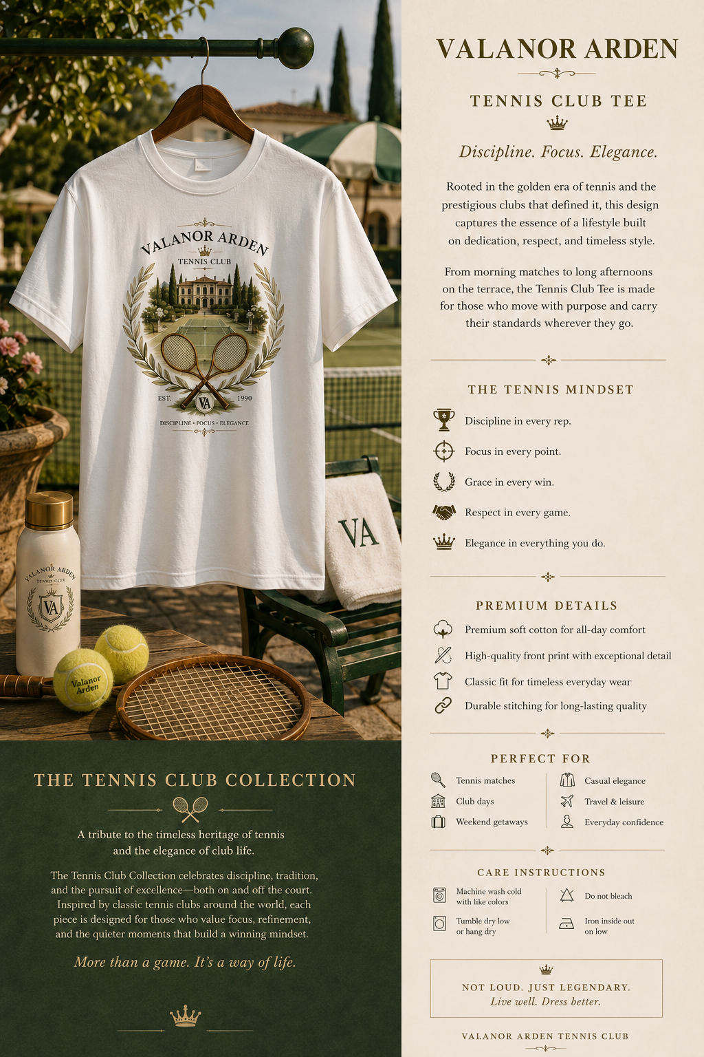 Valanor Arden Tennis Club Heritage Tee | Luxury Tennis Graphic T-Shirt
