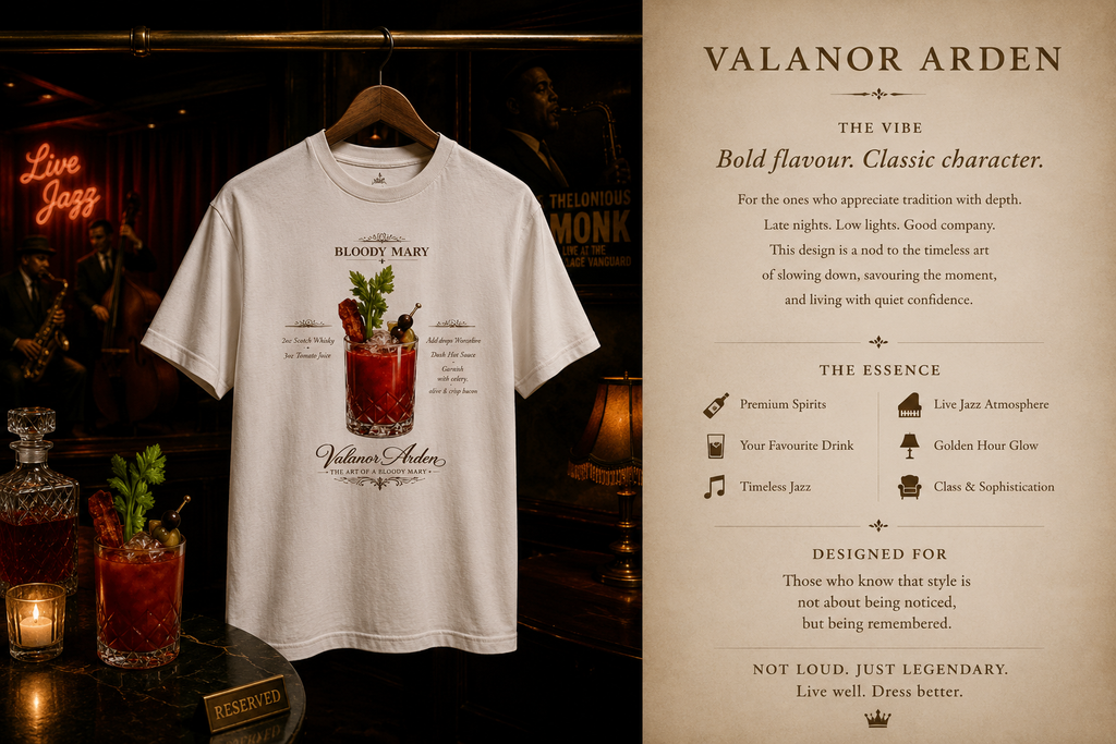 Valanor Arden – The Art of a Bloody Mary™ | Premium Cocktail Graphic T-Shirt