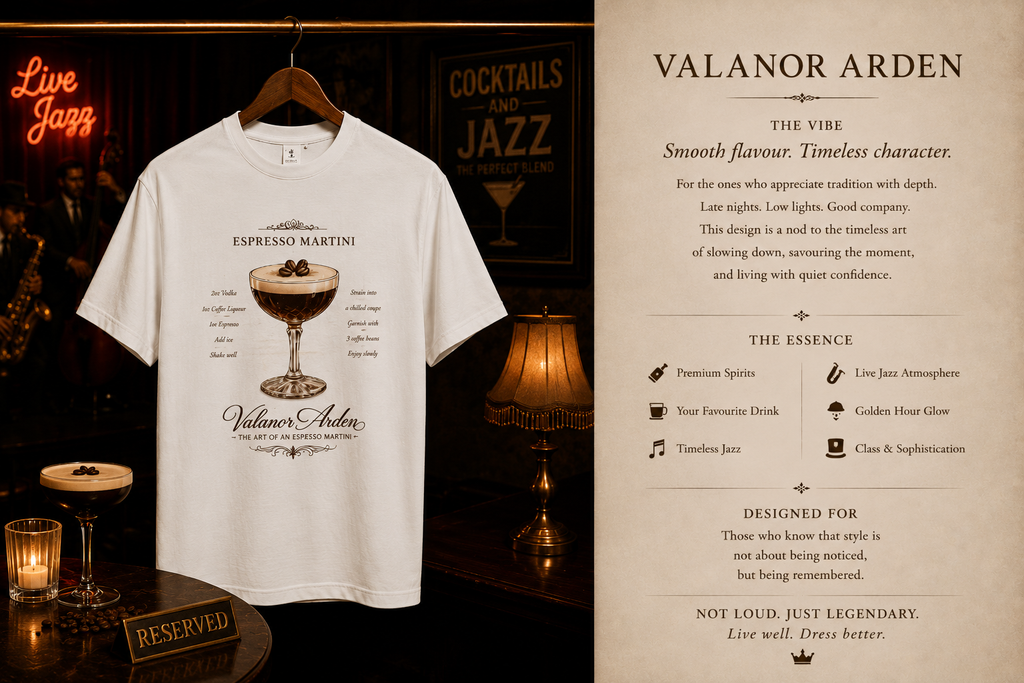 Valanor Arden – The Art of an Espresso Martini | Luxury Cocktail Graphic T-Shirt