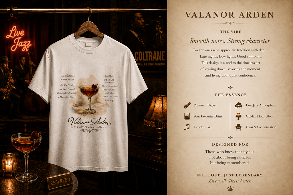 Valanor Arden – The Art of a Manhattan | Luxury Cocktail Graphic T-Shirt