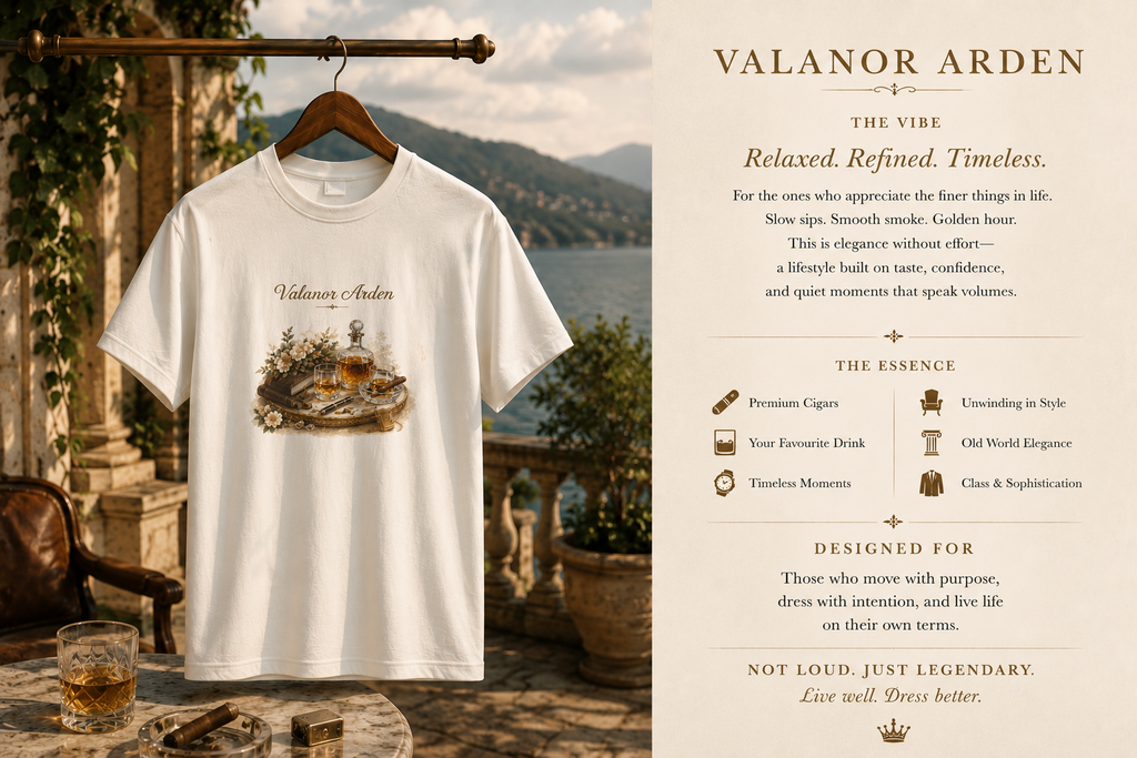 Valanor Arden – The Gentleman's Table | Luxury Lifestyle Graphic T-Shirt